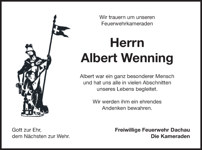  Traueranzeige für Albert Wenning vom 20.03.2021 aus merkurtz