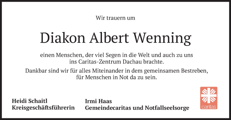  Traueranzeige für Albert Wenning vom 20.03.2021 aus merkurtz