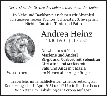 Traueranzeige von Andrea Heinz von merkurtz