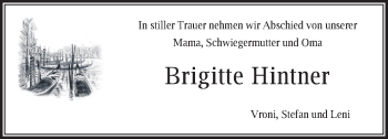 Traueranzeige von Brigitte Hintner von merkurtz