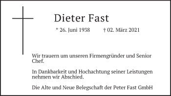 Traueranzeige von Dieter Fast von merkurtz
