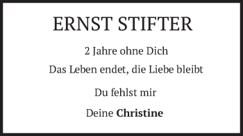 Traueranzeige von Ernst Stifter von merkurtz