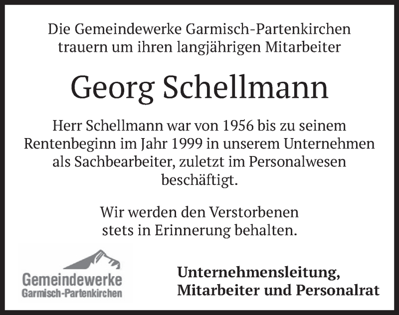  Traueranzeige für Georg Schellmann vom 20.03.2021 aus merkurtz