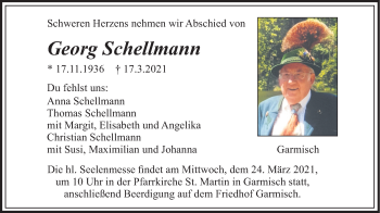 Traueranzeige von Georg Schellmann von merkurtz