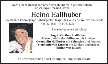 Traueranzeige von Heino Hallhuber von merkurtz