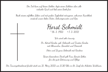 Traueranzeige von Horst Schmidt von merkurtz