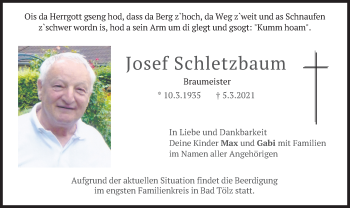 Traueranzeige von Josef Schletzbaum von merkurtz