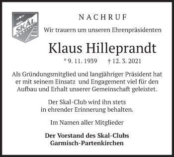 Traueranzeige von Klaus Hilleprandt von merkurtz