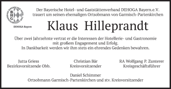 Traueranzeige von Klaus Hilleprandt von merkurtz