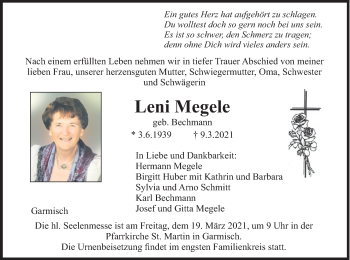 Traueranzeige von Leni Megele von merkurtz