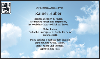 Traueranzeige von Rainer Huber von merkurtz