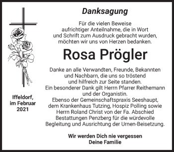 Traueranzeige von Rosa Prögler