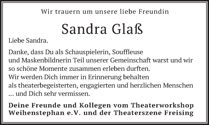  Traueranzeige für Sandra Glaß vom 02.03.2021 aus merkurtz