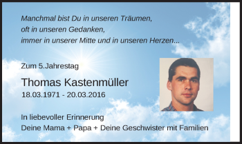 Traueranzeige von Thomas Kastenmüller von merkurtz