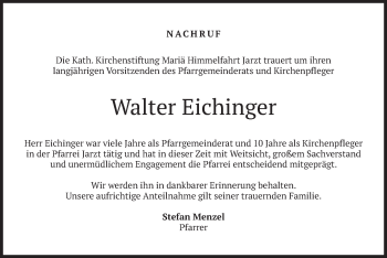Traueranzeige von Walter Eichinger