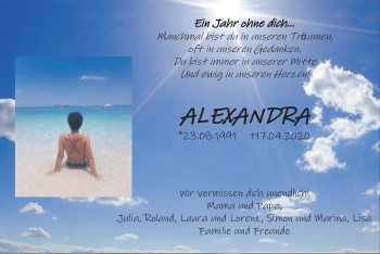 Traueranzeige von Alexandra Eibl von merkurtz
