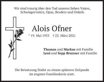 Traueranzeige von Alois Ofner