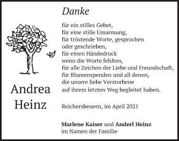 Traueranzeige von Andrea Heinz von merkurtz