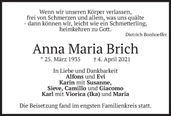 Traueranzeige von Anna Maria Brich von merkurtz