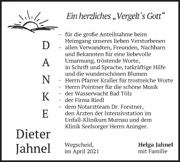 Traueranzeige von Dieter Jahnel von merkurtz