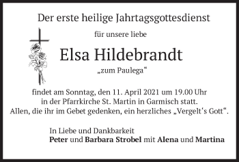 Traueranzeige von Elsa Hildebrandt von merkurtz