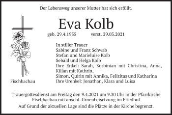 Traueranzeige von Eva Kolb von merkurtz