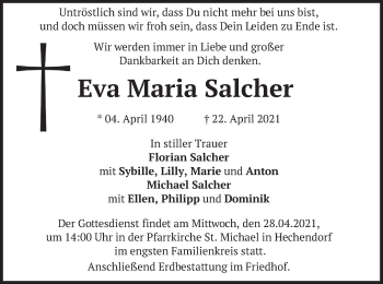 Traueranzeige von Eva Maria Salcher