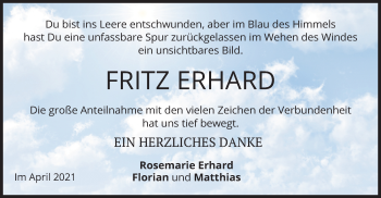 Traueranzeige von Fritz Erhard von merkurtz
