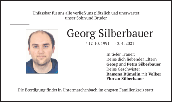 Traueranzeige von Georg Silberbauer von merkurtz