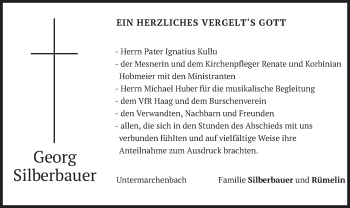 Traueranzeige von Georg Silberbauer von merkurtz