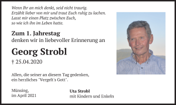 Traueranzeige von Georg Strobl von merkurtz