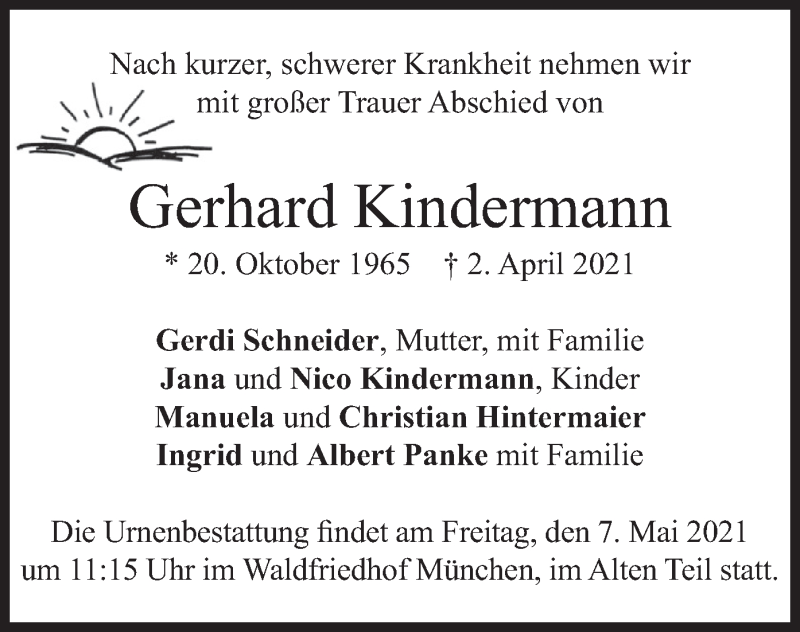  Traueranzeige für Gerhard Kindermann vom 17.04.2021 aus merkurtz