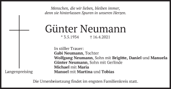 Traueranzeige von Günter Neumann von merkurtz