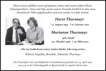 Traueranzeige von Horst und Marianne Thurmayr von merkurtz