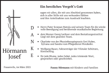 Traueranzeige von Josef Hörmann von merkurtz