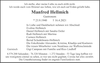 Traueranzeige von Manfred Hellmich von merkurtz