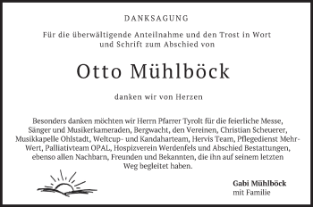 Traueranzeige von Otto Mühlböck