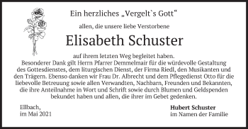 Traueranzeige von Elisabeth Schuster von merkurtz