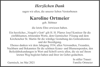 Traueranzeige von Karoline Ortmeier von merkurtz
