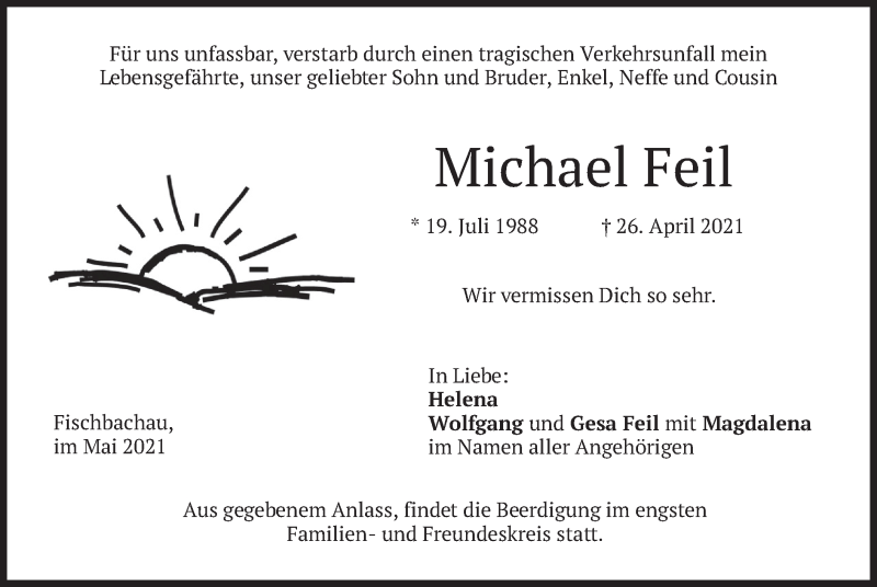  Traueranzeige für Michael Feil vom 04.05.2021 aus merkurtz