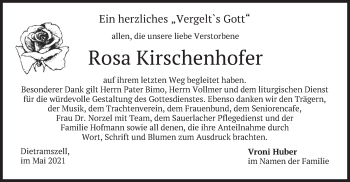 Traueranzeige von Rosa Kirschenhofer von merkurtz