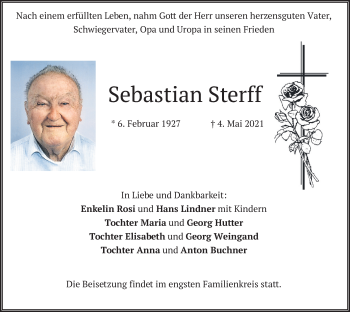 Traueranzeige von Sebastian Sterff von merkurtz