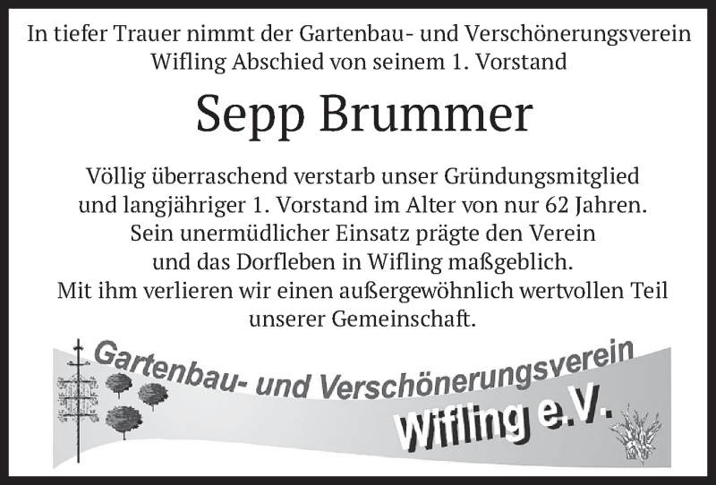  Traueranzeige für Sepp Brummer vom 08.05.2021 aus merkurtz