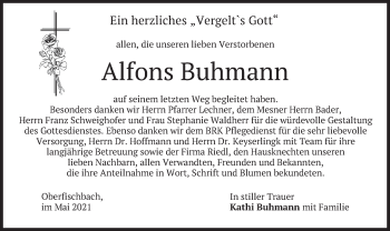 Traueranzeige von Alfons Buhmann von merkurtz