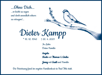 Traueranzeige von Dieter Kampp von merkurtz