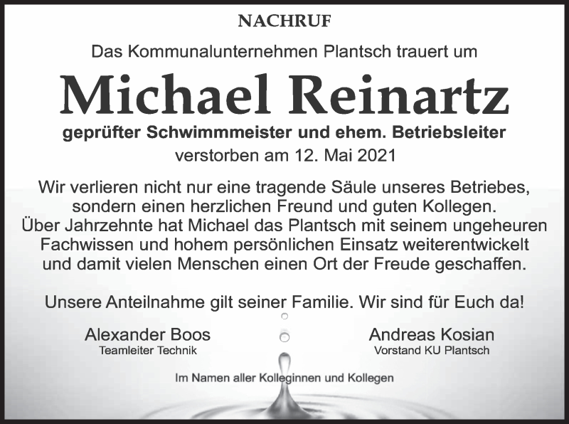  Traueranzeige für Michael Reinartz vom 17.05.2021 aus merkurtz