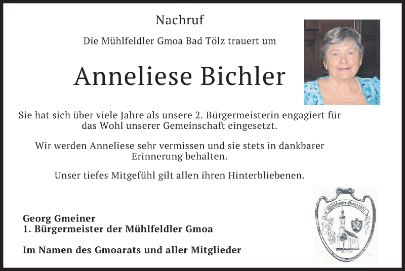  Traueranzeige für Anneliese Bichler vom 07.06.2021 aus merkurtz