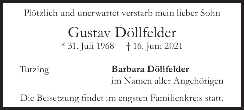  Traueranzeige für Gustav Döllfelder vom 19.06.2021 aus merkurtz