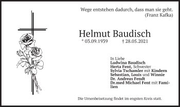 Traueranzeige von Helmut Baudisch von merkurtz