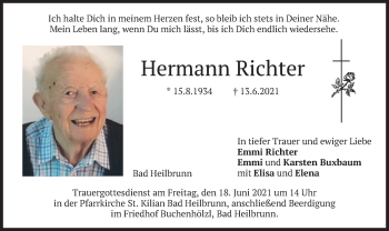 Traueranzeige von Hermann Richter von merkurtz